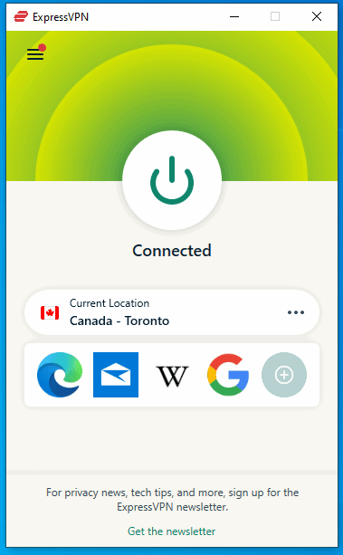 VPN connection ( Canada IP)