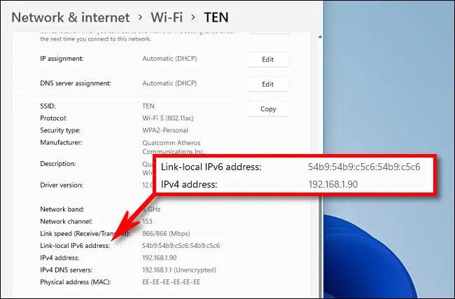 Find IP address on windows 11